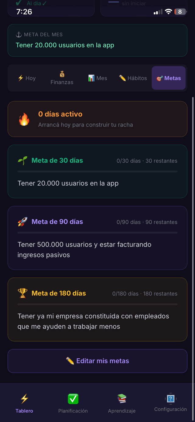 🎯 Tus metas